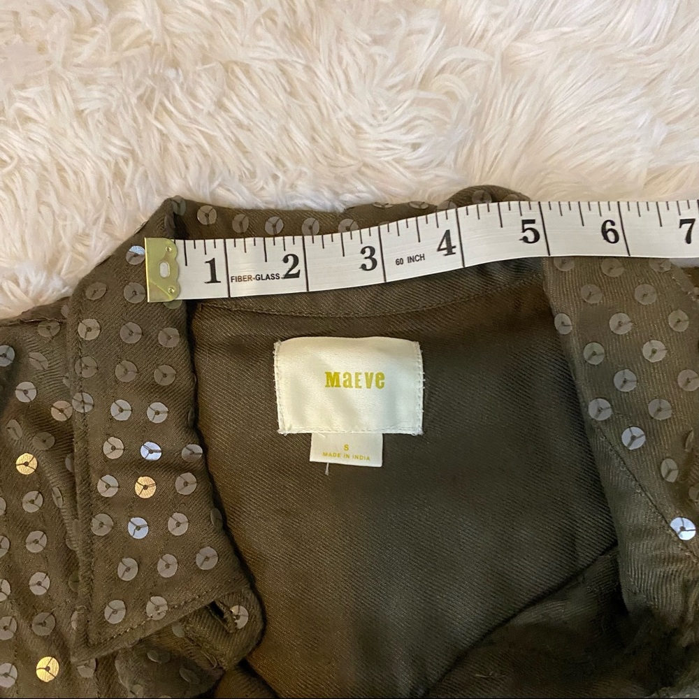 Anthropologie Maeve Green Sequin Button Up C1 - Picture 14 of 14